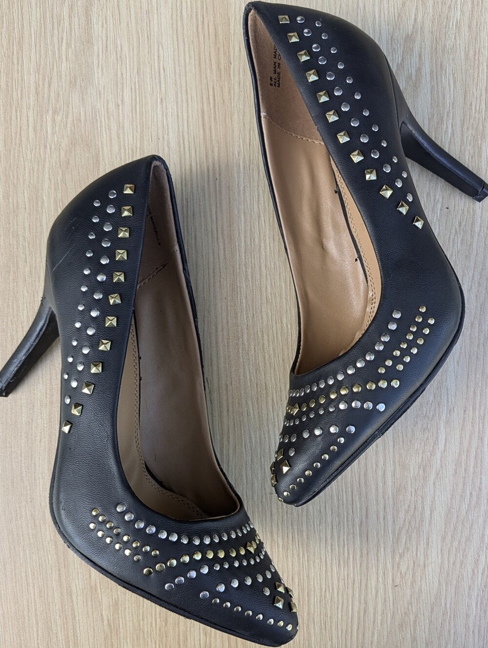 Lane Bryant Studded Faux Leather Pointed Toe Pumps (8W)